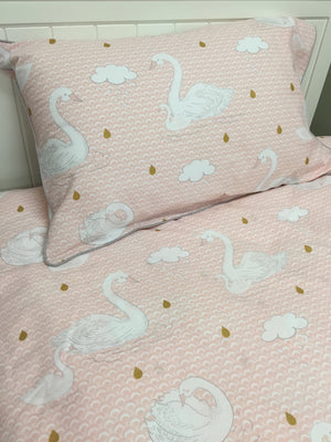 Swan Princess Girls Pink Quilt Cover Set