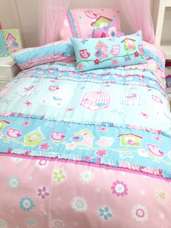 Birdcage Pink & Blue Girls Quilt Cover Set