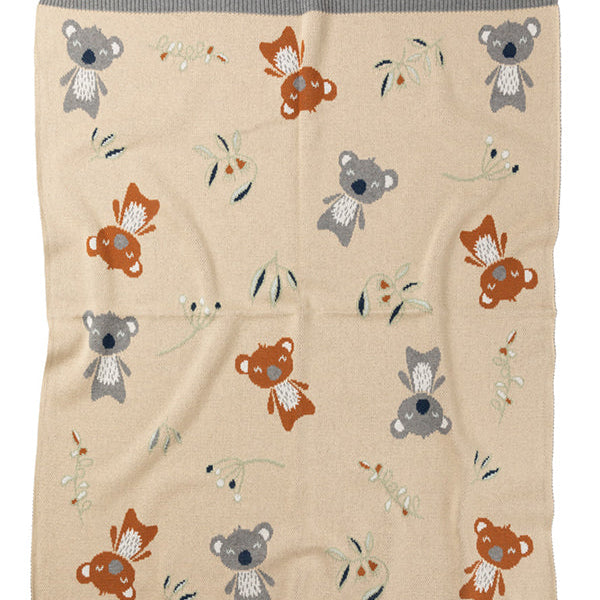 Kelly Koala Cotton Knit Baby Blanket Indus Design