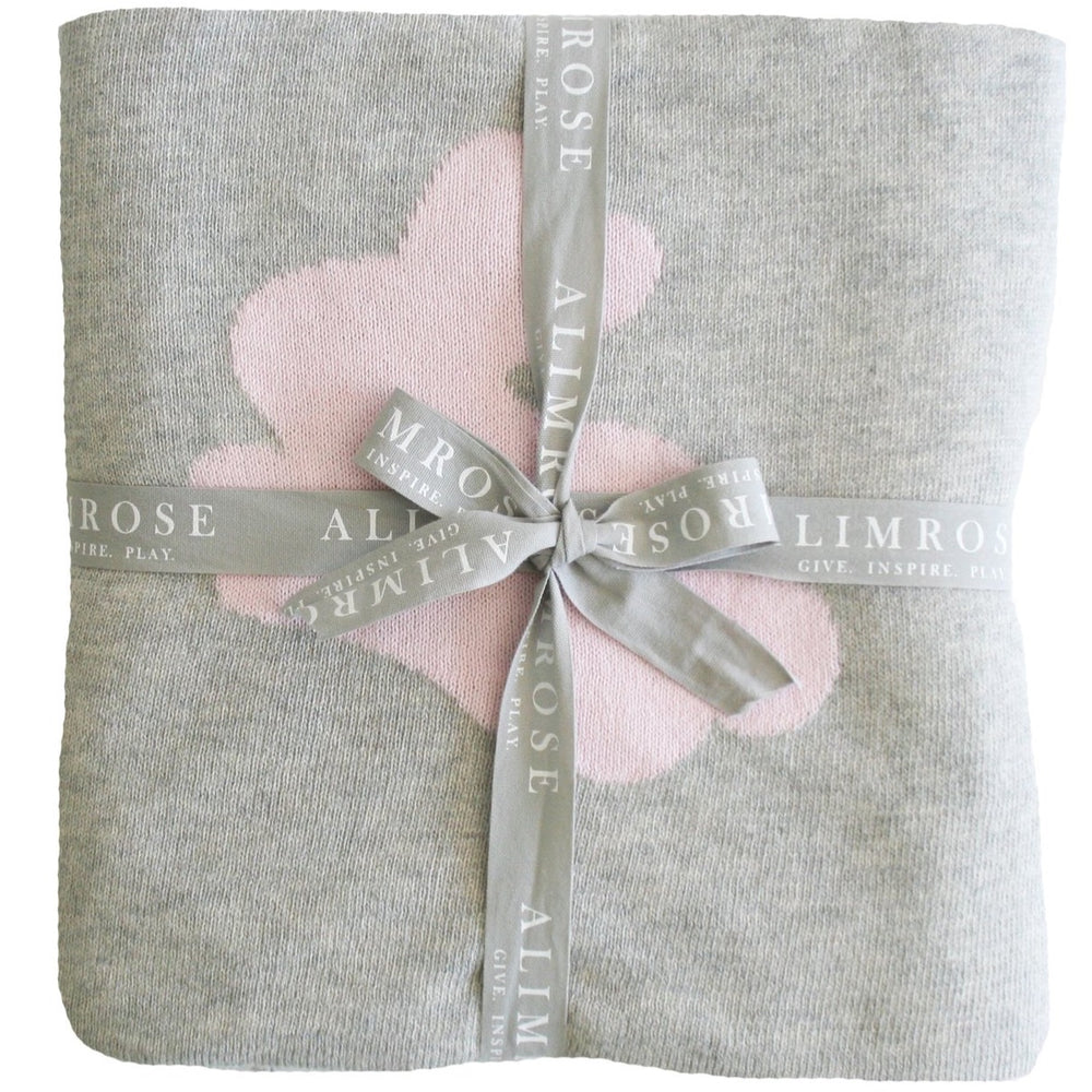 Pink & Grey Bunny & Dots Stroller or Bassinet Blanket Reversible  Baby Blanket