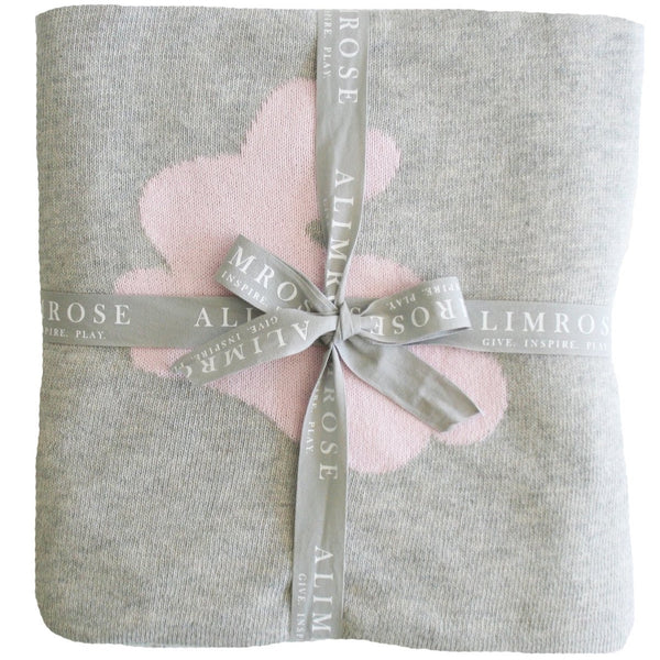 Pink & Grey Bunny & Dots Stroller or Bassinet Blanket Reversible  Baby Blanket