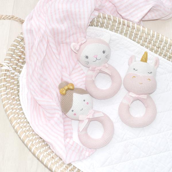 Kenzie Unicorn Grab Rattle  Newborn Baby Shower Gift Idea