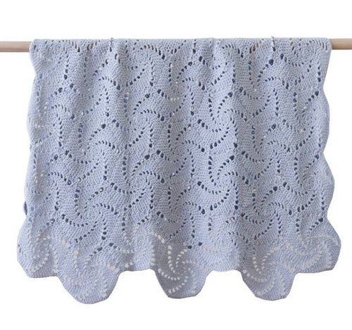 Crochet Swirl Baby Blanket in Blue Pink or Cream with bonus Emma Heart Shaped Rattle