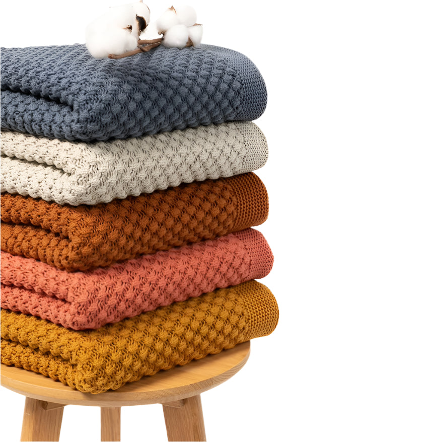 Mini Popcorn 100% Cotton Knit  Baby Blanket- five great colour combinations.