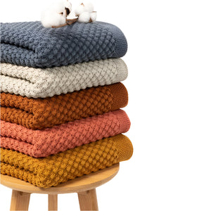Mini Popcorn 100% Cotton Knit  Baby Blanket- five great colour combinations.
