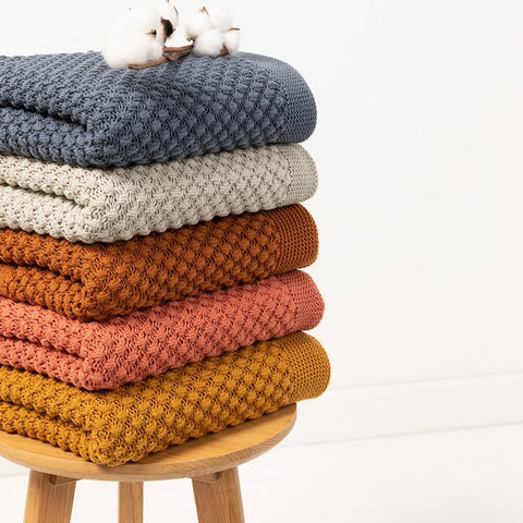 Mini Popcorn 100% Cotton Knit  Baby Blanket- five great colour combinations.