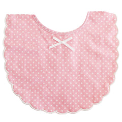 Pink & Ivory Spot Scallop Baby Bib