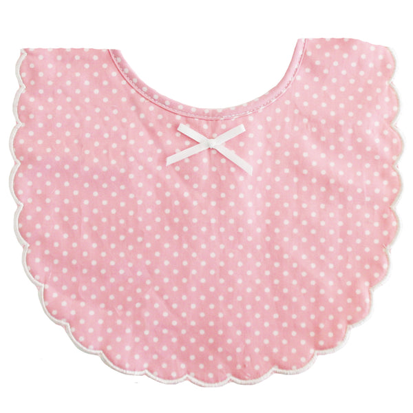 Pink & Ivory Spot Scallop Baby Bib
