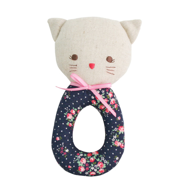 Kitty Grab Rattle Midnight Floral Newborn Baby Shower Gift Idea