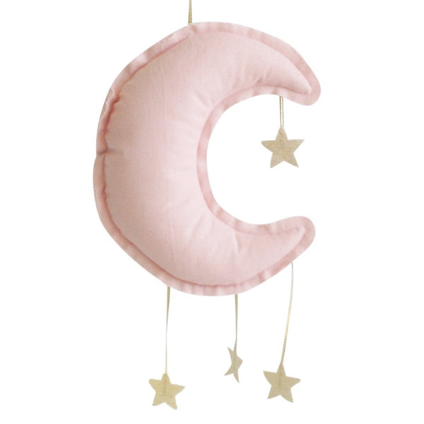 Pink Linen Moon  Nursery Mobile