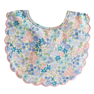 Liberty Blue  Floral Scallop Baby Bib