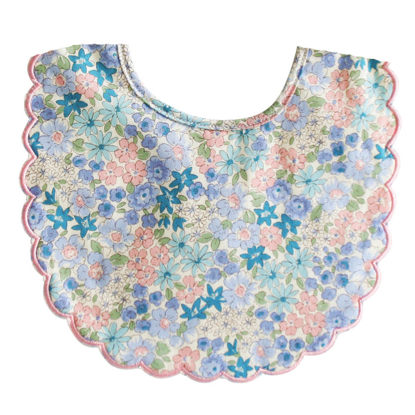 Liberty Blue  Floral Scallop Baby Bib