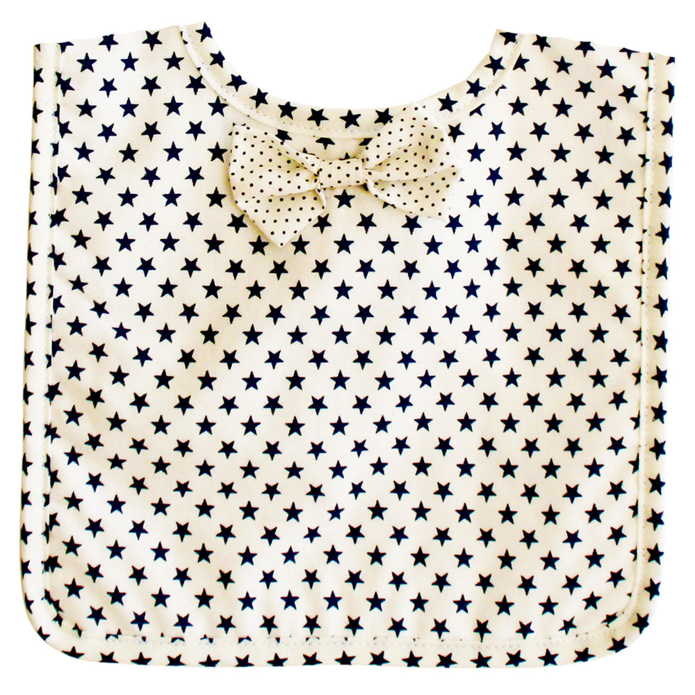 Bow Tie Baby Bib White Navy Star
