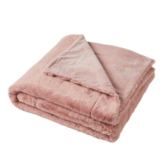 Pink Faux Fur Throw Rug Snuggle Blanket
