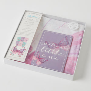 Butterfly Milestone Muslin Wrap & 6 Baby Milestone Photo Cards Set