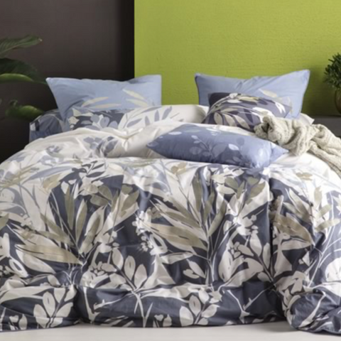 KAS Aleena Ink Foliage Queen Size Quilt Cover Set