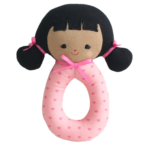 Audrey Mini Hearts Pink Grab Rattle Newborn Baby Shower Gift Idea