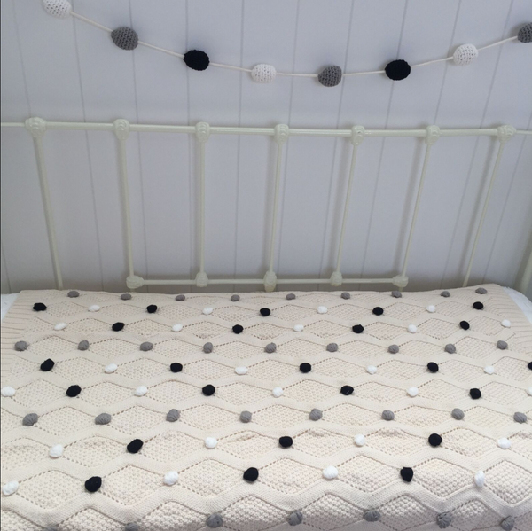 Baby Crochet Monochrome Bunting Pom Pom