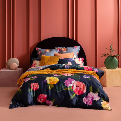 Blooming Floral Kelisa Cotton Sateen Quilt Cover Set