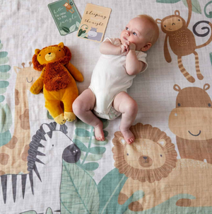Safari Milestone Muslin Wrap & Baby Milestone Photo Cards Set