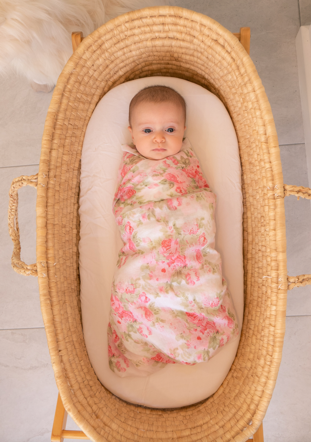 Rose Floral 100 % Cotton Pretty Swaddling Baby Wrap