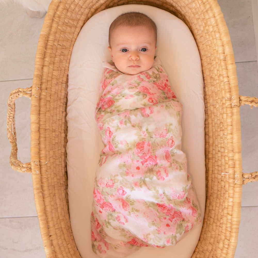 Rose Floral 100 % Cotton Pretty Swaddling Baby Wrap