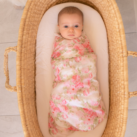 Rose Floral 100 % Cotton Pretty Swaddling Baby Wrap