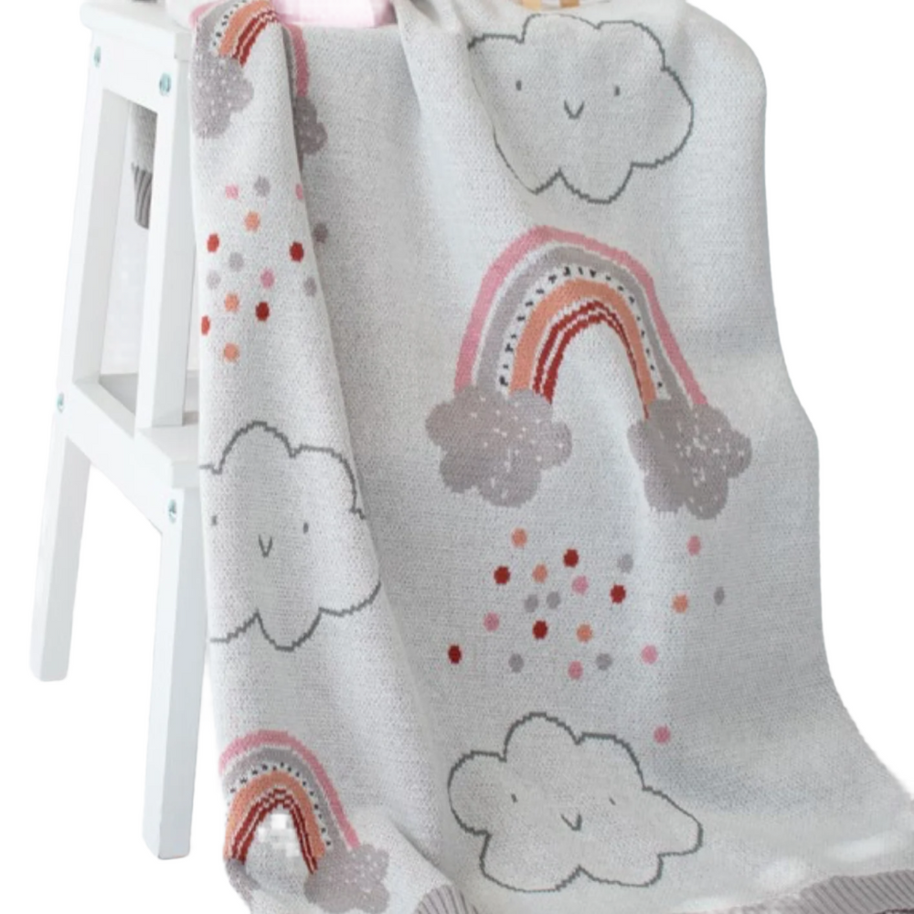 Rainbow Cotton Knit Baby Blanket Indus Design