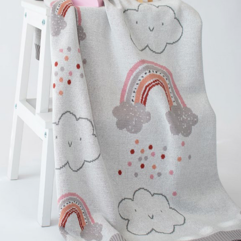 Rainbow Cotton Knit Baby Blanket Indus Design