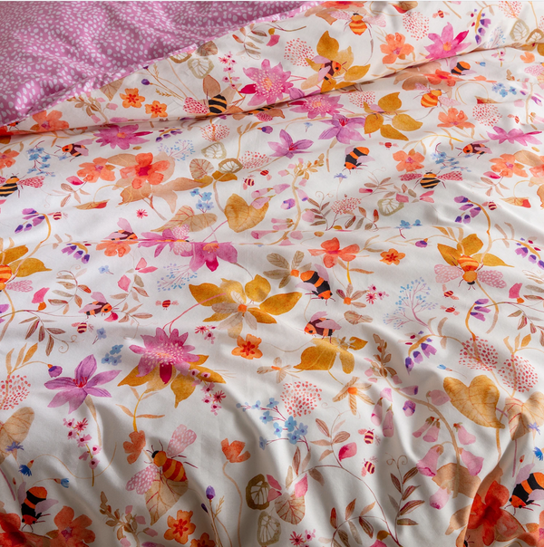 Bee Garden Cotton Spring Floral Kids Quilt Cover Set