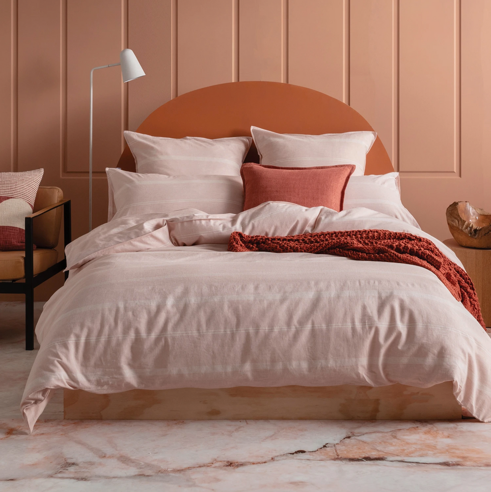 Balmoral Cotton Linen Blush Pink Quilt Cover Set