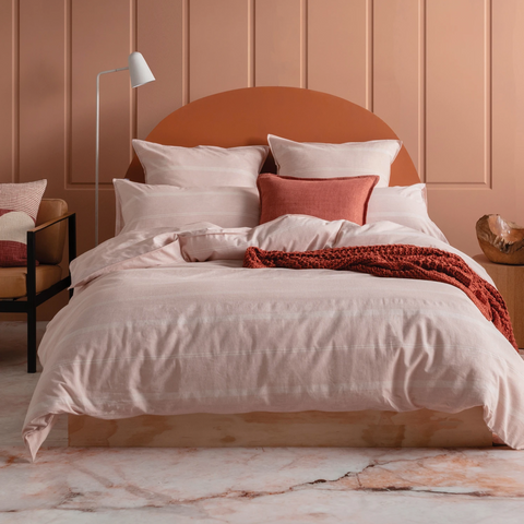 Balmoral Blush Pink Quilt Cover Set in Queen or King Bed