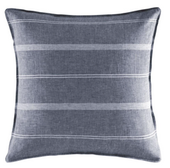 Balmoral Navy Cotton Linen Stripe European Pillow Case