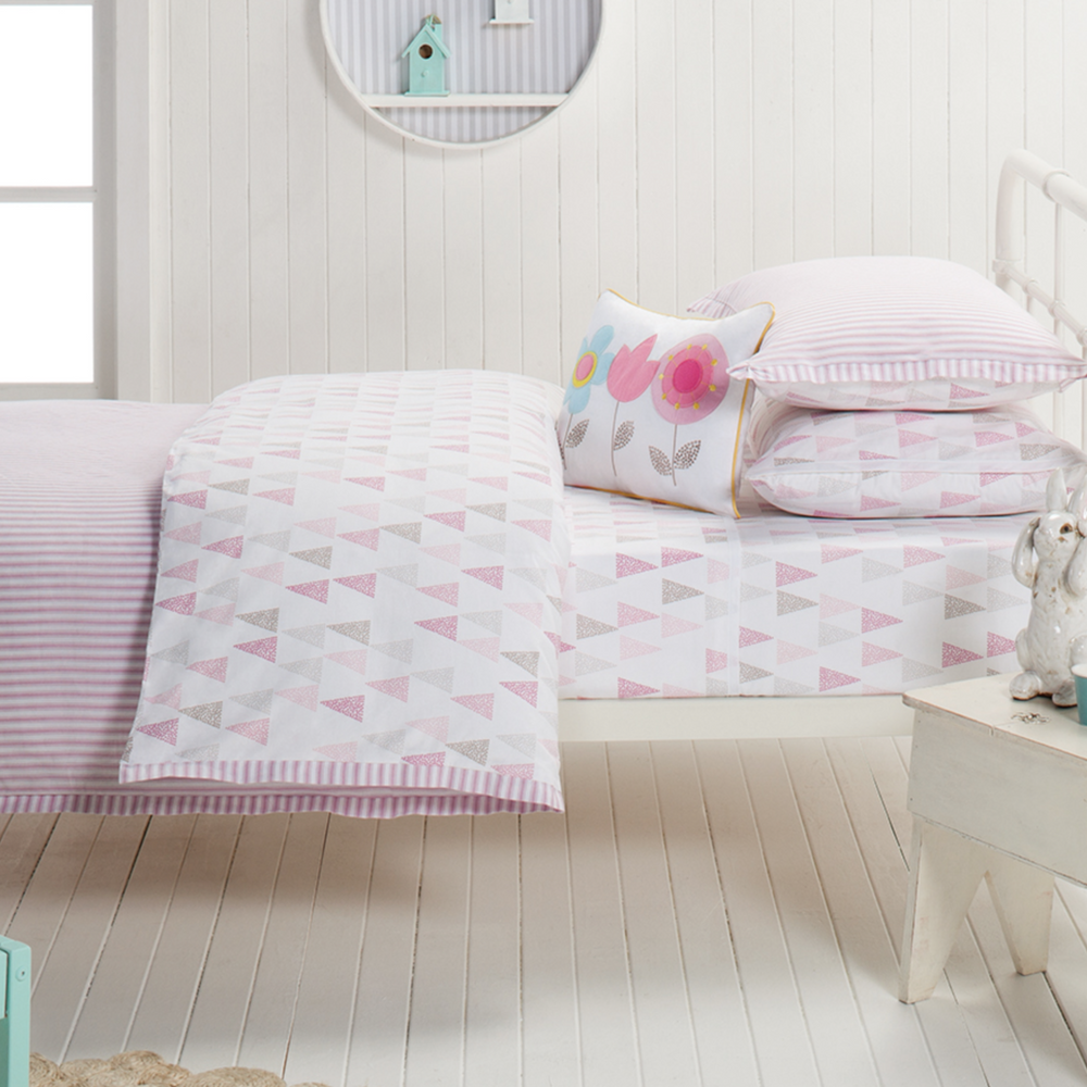 Lily Pink & white Stripe Cotton Quilt Cover Set