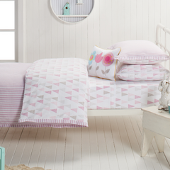 Lily Pink & white Stripe Cotton Quilt Cover Set