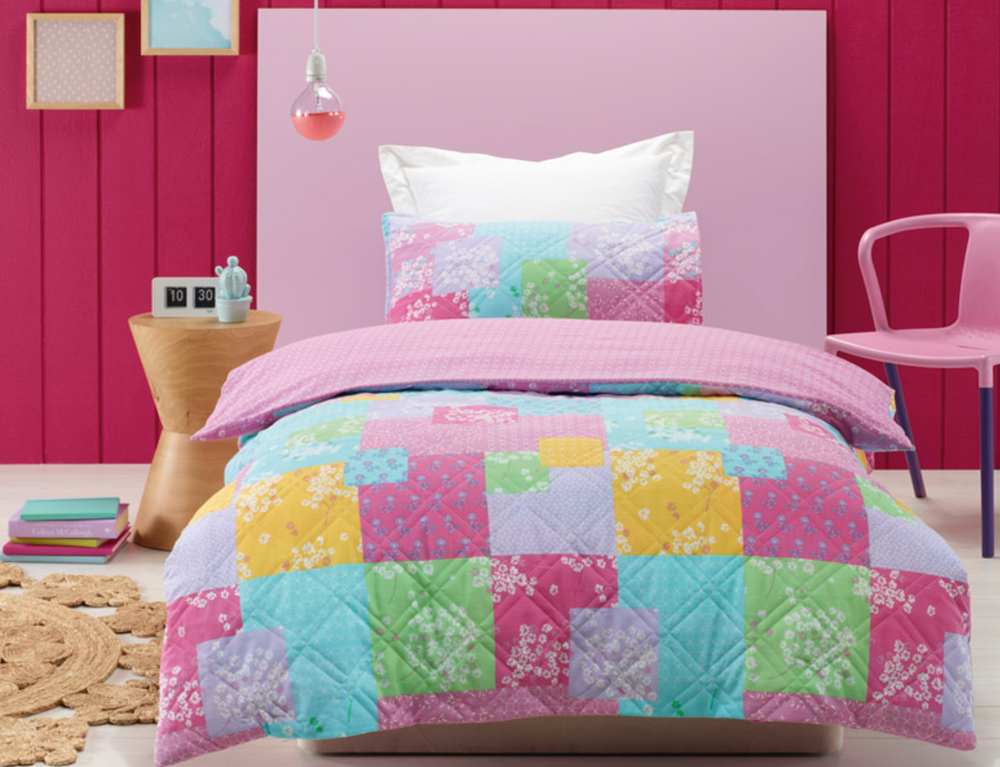 Bella Quilted Patchwork Quilt Cover Set