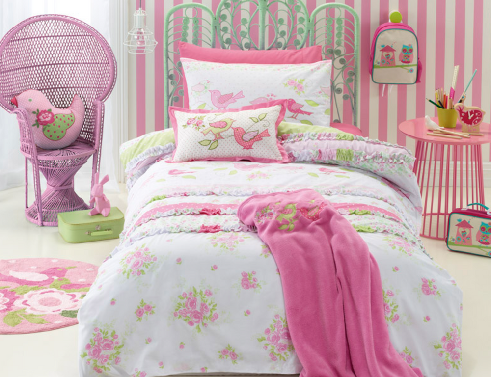 Shabby Chic Girls Pink Fleece Throw Rug