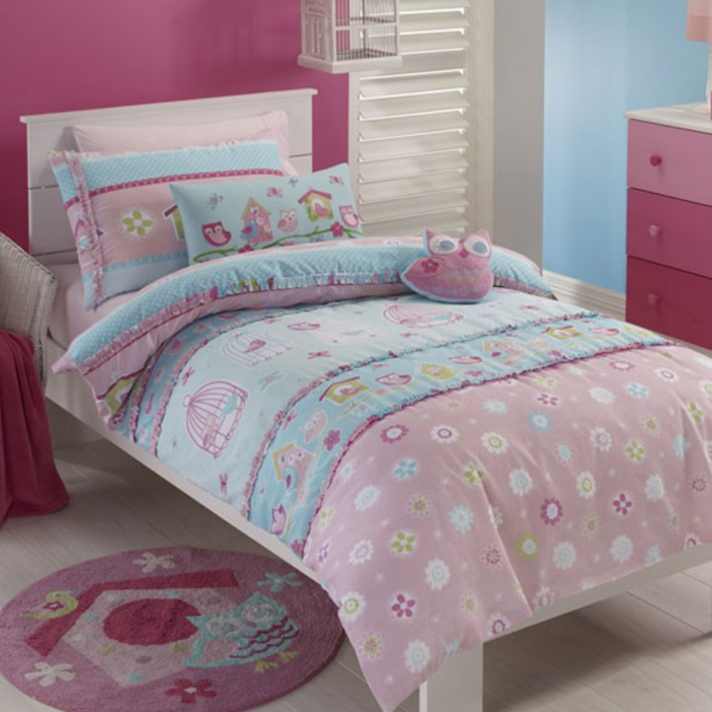 Birdcage Pink & Blue Girls Quilt Cover Set
