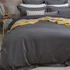 Charleston Super King Quilt Cover & Pillow Cases Set in Charcoal