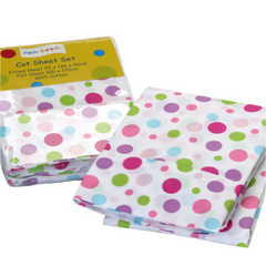 White Polka Dot Cot Sheet Set