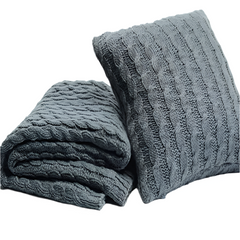Jiggle Giggle Grey Chunky Knit Throw Rug – Super Soft & Cozy