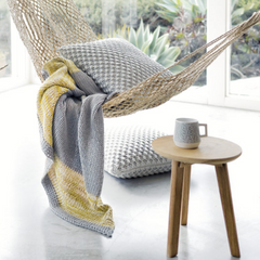 Indus Design Marled Hem Chunky Knit Cotton Throw Rug – Pistachio & Flint
