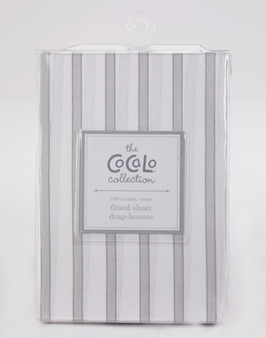 Boys Girls Fitted Striped Cot Sheet in Grey