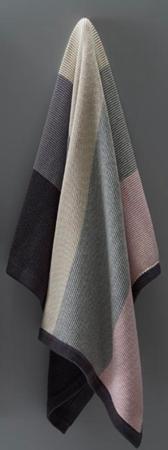 Wide Stripe Pink /  Grey Cotton Knit Baby Blanket