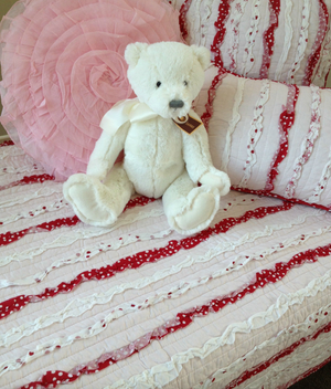 Laila Shabby Chic Ruffle Cot Quilt and Decorator Cushion Set