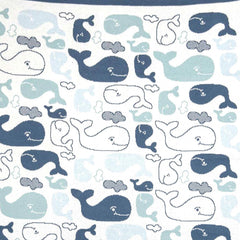 Walter Whale Cotton Knit Nursery Pram Cot Blanket Wrap