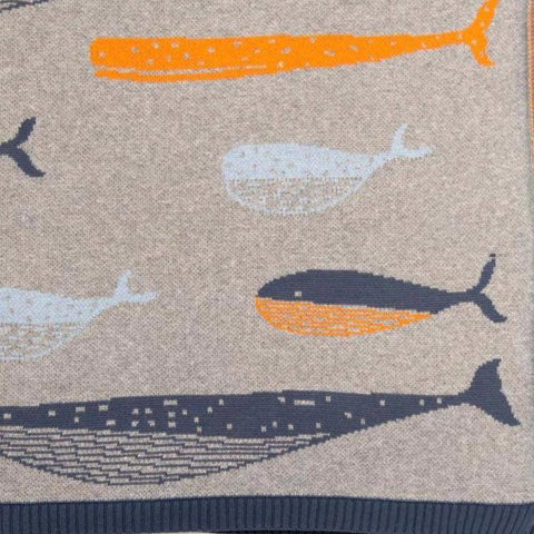 William Whale Cotton Knit Baby Blanket