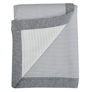 Grey & White Waffle Jersey Cot Blanket