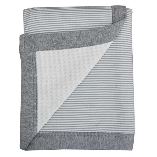 Grey & White Waffle Jersey Cot Blanket