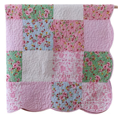 Alice Shabby Chic Cotton Quilted Patchwork Floral Throw Rug